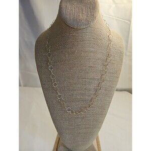 Vintage Jane Craft Italy Sterling Silver Circle Chain Necklace Gold Plated 25"